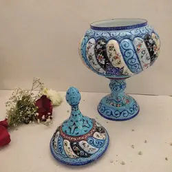 شکلات خوری میناکاری|طرح اسلیمی خطایی|کد SH1022 - ساغر مینا | فروشگاه اینترنتی صنایع دستی