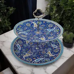 شیرینی خوری میناکاری|مدل 2 طبقه|کد ZP374 - ساغر مینا | فروشگاه اینترنتی صنایع دستی