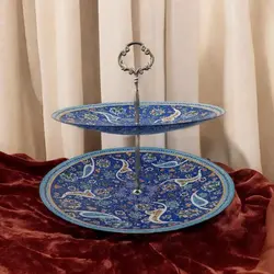 شیرینی خوری میناکاری|مدل 2 طبقه|کد ZP374 - ساغر مینا | فروشگاه اینترنتی صنایع دستی