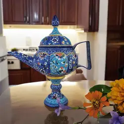 قوری پایه دار میناکاری|کد SH483 - ساغر مینا | فروشگاه اینترنتی صنایع دستی