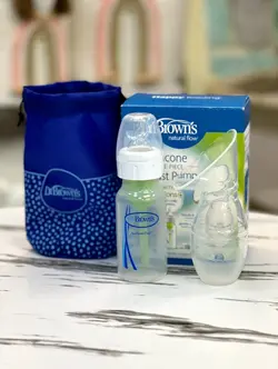 شیردوش دستی سیلیکونی Dr Browns با شیشه شیر آنتی کولیک - سیسمونی بیبی کینگ