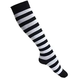 جوراب واریس طرح راه راه سفید مشکی کد ۱۱۸ - جوراب واریس ترالی