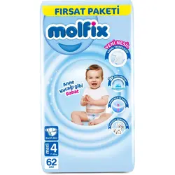 پوشک بچه مولفیکس Molfix ترکیه سایز 4 بسته 62 عددی