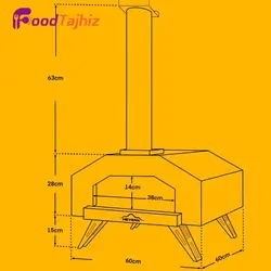 خرید تنور گازی دودکش دار H20 پخت پیتزا - فود تجهیز