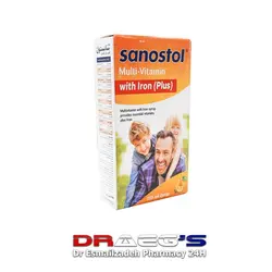 سانستول شربت مولتی ویتامین+آهن پلاسsanostol multivitamin with ironplus 155 mil syrup
