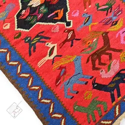 گلیم دستبافت پشمی | طرح شکارگاه (حیوانات) | 100 در 180 سانتی متر - صفحه رسمی شرکت مهدگلیم