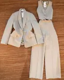 کت و شلوار و جلیغه زنانه سه تیکه جذاب مدل شلوار بگ کالکشن شیک پوشان