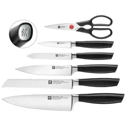 سرویس چاقو 7 پارچه مدل آل استار با استند تیز کننده شارپ بلاک مشکی ZWILLING SHARP  BLOCK ALL STAR black