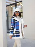 پالتو زنانه پشمی جلوباز چهارخونه-کد ۳۰۱