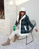 پالتو زنانه پشمی جلوباز چهارخونه-کد ۳۰۱