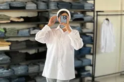 شومیز سفید ساده زنانه مدل بیسیک