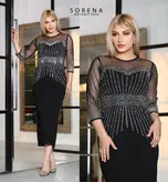 تونیک مجلسی کرپ مازراتی نگین و مروارید کاری شده مدل مهسان قد 130