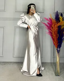 پیراهن مجلسی ساتن راشن روسی فرشته کد 2 ماکسی