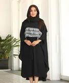 مانتو عبایی دو تیکه ابروبادی درجه یک پولک دوزی هندی مدل ماه بانو فری سایز تا 46