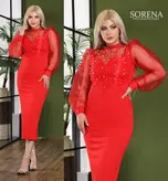 تونیک مجلسی مدل سانا قد 136 نگین و مروارید کاری شده