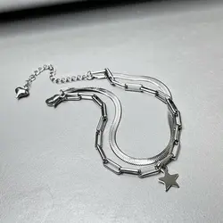 دستبند دو لاین استیل طرح ستاره