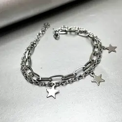 دستبند استیل دو لاین ستاره