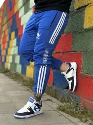 شلوار اسلش سه خط adidas 2023 آبی