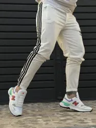 شلوار اسلش سه خط adidas سفید نوار مشکی
