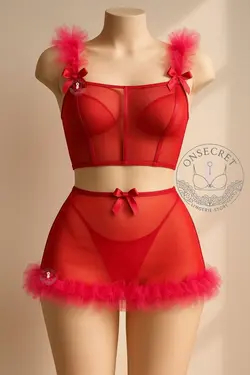 ست نیمتنه و دامن زنانه فانتزی با چین های سرشانه و زیر دامن کد 6909