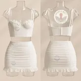 ست نیمتنه و دامن زنانه فانتزی مدل شکوفه‌ای فنردار کد 4919