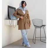 بارانی زنانه کوتاه آستر دار مدل صدف - کد 4105