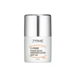 لوسیون ضد آفتاب بدون رنگ پرایم SPF50 مدل Fusion Water محافظ UVA ،UVB و +++PA، ضد جوش و آکنه، ضد چروک، روشن‌کننده، ضد حساسیت، مناسب انواع پوست حجم 30 میلی‌لیتر