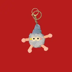 جاکلیدی آویز کیف پشمالو عروسک با کلاه زمستونی کد 33005 - هانیکده