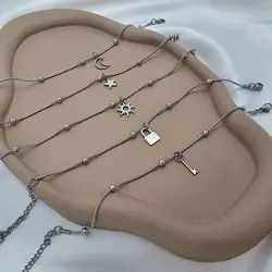 دست بند استیل خلخال ماری با پلاک &raquo; فروشگاه خط گالری