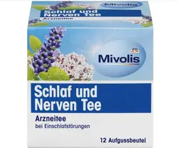 چای دارویی، چای خواب و اعصاب (12 کیسه ای)، 18 گرم , Mivolis Arzneitee, Schlaf & Nerven Tee (12 Beutel), 18 g