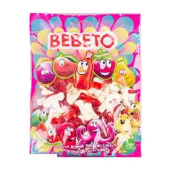 پاستیل مخلوط میوه ای ببتو Bebeto با طرح استخوان 1000 گرم