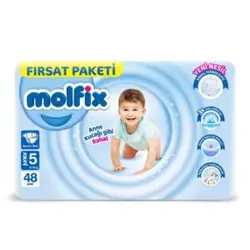 پوشک چسبی molfix مولفیکس سایز 5 بسته 48 عددی