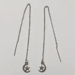 گوشواره زنانه مدل بخیه طرح ماه و ستاره کد moo112*488