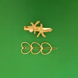 گیره مو زنانه مدل ستاره دریایی و قلب مجموعه 2 عددی