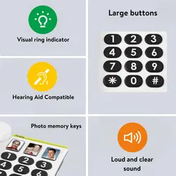 تلفن ثابت فون ایزی با دکمه بزرگ Doro PhoneEasy 331ph برای سالمندان (سفید)