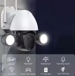 دوربین مداربسته  - tuya | Smart Floodlight وای فای الکسا Google Home، ضد آب، با نورافکن حیاط، پانل نظارتی خانگی 1080P HD، ردیابی خودکار