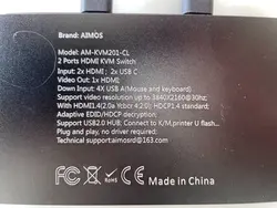 سوئیچ KVM مدل 2 پورت HDMI و USB برند Aimos |  KVM 2Port HDMI