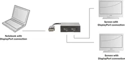 مبدل Digitus DisplayPort، اسپلیتر، DP به 2X DP، 4K Ultra HD، 4096 x 2160 پیکسل، مشکی