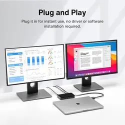 مبدل MacBook Pro Docking Station با آداپتور برق Dual 4K, (2 HDMI، RJ45، SD/TF، ​​6 پورت USB، صوتی 3.5 میلی متر) | برند iVANKY