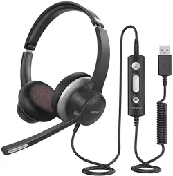 هدفون (هدست) سیمی Mpow BH328A جک USB 3.5 میلی متری | میکروفون کاهش نویز برای درایور تلفن کامپیوتر