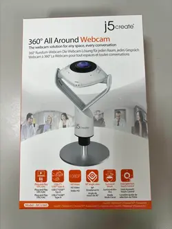 وب کم کنفرانس ویدئویی با تصویر 360 درجه 1080P HD با میکروفون با کیفیت بالا، USB-C | برای ویدئو کنفرانس، ( JVCU360 | j5create)