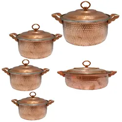 سرویس قابلمه و ماهیتابه 10 پارچه مسی