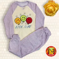 بلوز و شلوار طرح ایموجی ملانژ رنگی کبریتی اسپرت - فروشگاه لباس شیک و پیک