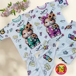 تیشرت شلوار راحتی تمام چاپ طرح خرگوش سایز بزرگ دخترانه - فروشگاه لباس شیک و پیک