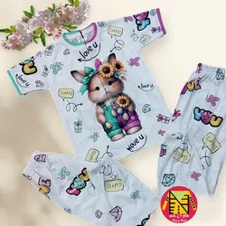 تیشرت شلوار راحتی تمام چاپ طرح خرگوش سایز بزرگ دخترانه - فروشگاه لباس شیک و پیک