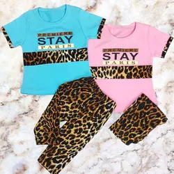 تیشرت شلوار لمه دار پلنگی دخترانه - فروشگاه لباس شیک و پیک