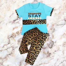 تیشرت شلوار لمه دار پلنگی دخترانه - فروشگاه لباس شیک و پیک