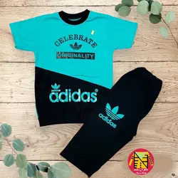 تیشرت شلوارک راحتی نخ پنبه طرح آدیداس سایز بزرگ پسرانه - فروشگاه لباس شیک و پیک