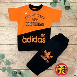 تیشرت شلوارک راحتی نخ پنبه طرح آدیداس سایز بزرگ پسرانه - فروشگاه لباس شیک و پیک