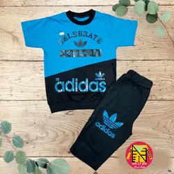 تیشرت شلوارک راحتی نخ پنبه طرح آدیداس سایز بزرگ پسرانه - فروشگاه لباس شیک و پیک